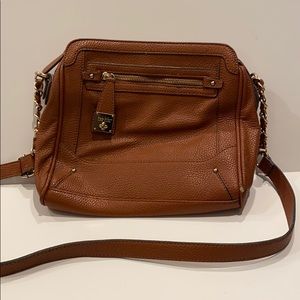 Nicole Miller Brown Leather Crossbody Bag